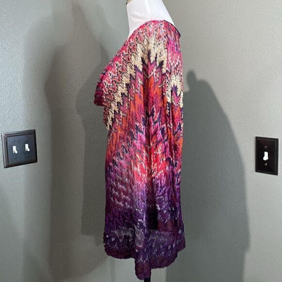 Nic & Zoe Zig Zag Chevron Crochet Knit Cowl Neck Blouse 3/4 Sleeves - Picture 9 of 10